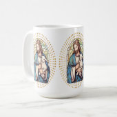 Godsdienstige Mok met God die een Lam vasthoudt (Voorkant links)