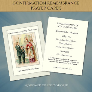 Godsdienstige sacrament bevestiging Boy Heilige Ka Informatiekaartje