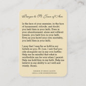  Godsdienstige St. Jeanne d'Arc Gebed Heilige Kaar Plaatskaartje (Achterkant)