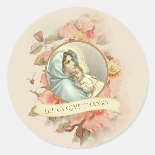 Godsdienstige Thanksgiving Gezegende Maagd Maria H Ronde Sticker (Voorkant)