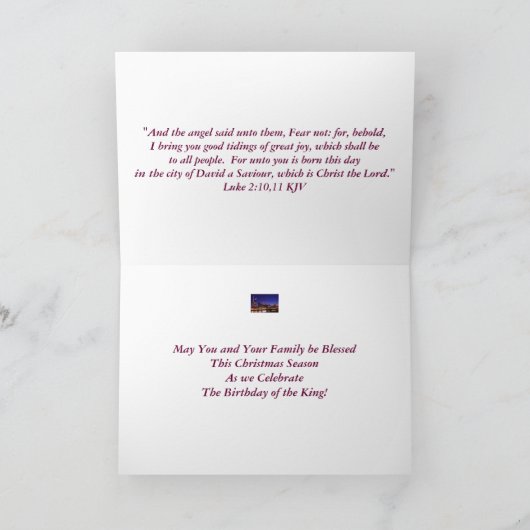 Godsdienstige Vrolijke Kerstmis van de Kaart van (Binnen)