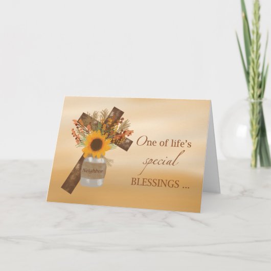 Godsdienstige zegen aan de buurman bij de Thanksgi Kaart (Voorkant)