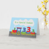 Godson 3rd Birthday Colorful Train on Track Kaart (Gele Bloem)