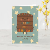 Godson 8e Verjaardag Schattigee Custom Choco Cake Kaart (Gele Bloem)
