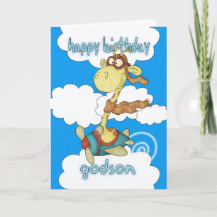Godson Airplane / Airplane Giraffe Birthday Card Kaart
