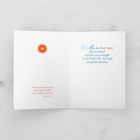 Godson bevestiging duif op blauw kaart (Binnen)