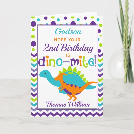 Godson Birthday Dinosaur Dino-Mite Kaart (Voorkant)
