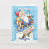 Godson Christmas Kaart met Schattigee kerstman en  (Voorkant)