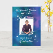 Godson Custom Photo Name High School Afstuderen Kaart (Gele Bloem)