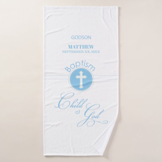 Godson Doop Blauw Kind van God Gepersonaliseerd Badhanddoek (Badhanddoek)