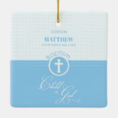 Godson Doop Blauw Kind van God Gepersonaliseerd Keramisch Ornament (Achterkant)