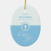 Godson Doop Blauw Kind van God Gepersonaliseerd Keramisch Ornament (Voorkant)