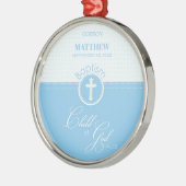 Godson Doop Blauw Kind van God Gepersonaliseerd Metalen Ornament (Links)