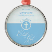 Godson Doop Blauw Kind van God Gepersonaliseerd Metalen Ornament (Voorkant)
