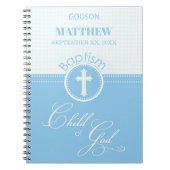 Godson Doop Blauw Kind van God Gepersonaliseerd Notitieboek (Voorkant)