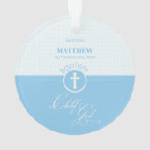 Godson Doop Blauw Kind van God Gepersonaliseerd Ornament (achterkant)