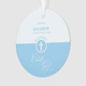 Godson Doop Blauw Kind van God Gepersonaliseerd Ornament (voorkant)
