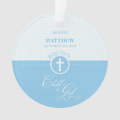 Godson Doop Blauw Kind van God Gepersonaliseerd Ornament (voorkant)