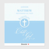 Godson Doop Blauw Kind van God Gepersonaliseerd Sticker (Vel)