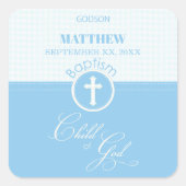 Godson Doop Blauw Kind van God Gepersonaliseerd Vierkante Sticker (Voorkant)