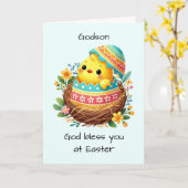 Godson Easter Chick breekt uit de schaal Kaart (Gele Bloem)