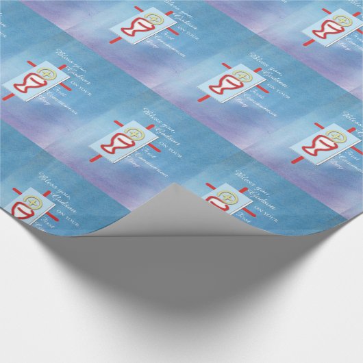 Godson, Eerste Heilige Communie, Blauw Cadeaupapier (Hoek)