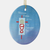 Godson, Eerste Heilige Communie, Blauw Keramisch Ornament (Rechts)