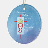Godson, Eerste Heilige Communie, Blauw Keramisch Ornament (Links)