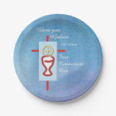 Godson, Eerste Heilige Communie, Blauw Papieren Bordje (Voorkant)