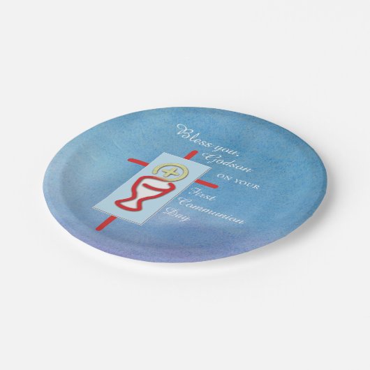 Godson, Eerste Heilige Communie, Blauw Papieren Bordje (Gekanteld)