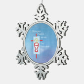 Godson, Eerste Heilige Communie, Blauw Tin Sneeuwvlok Ornament (Rechts)