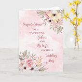 Godson en zijn vrouw bruiloft gefeliciteerd kaart (Gele Bloem)