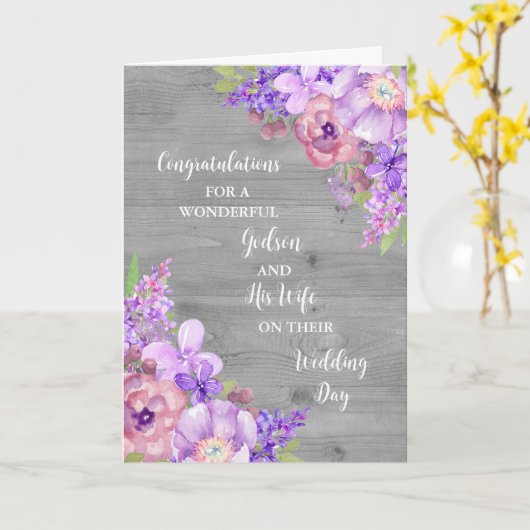Godson en zijn vrouw trouwdag gefeliciteerd kaart (Gele Bloem)