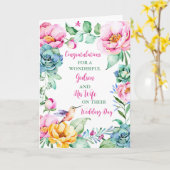 Godson en zijn vrouw trouwdag gefeliciteerd kaart (Gele Bloem)