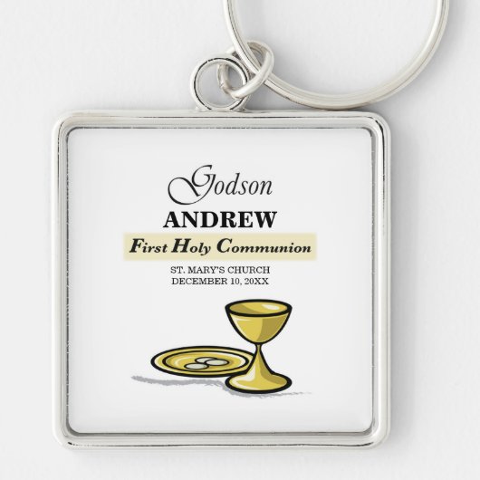 , Godson First Communion Chalice Sleutelhanger (Voorkant)