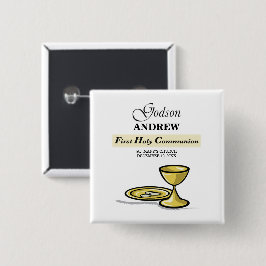 , Godson First Communion Chalice Vierkante Button 5,1 Cm