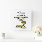 , Godson First Communion Chalice Vierkante Klok (Huis)