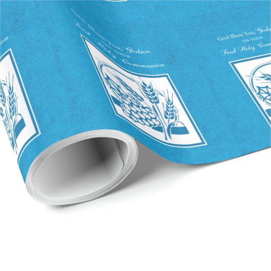 Godson First Community, Wheat, Grapes Blue Cadeaupapier (Rol Hoek)