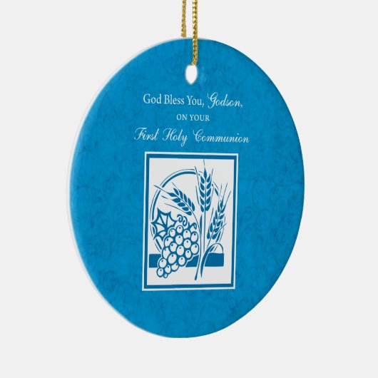 Godson First Community, Wheat, Grapes Blue Keramisch Ornament (Rechts)