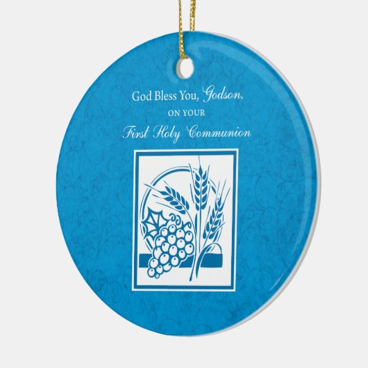 Godson First Community, Wheat, Grapes Blue Keramisch Ornament (Links)