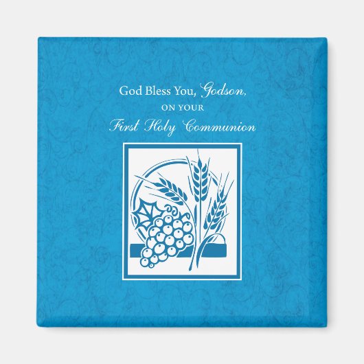Godson First Community, Wheat, Grapes Blue Magneet (Voorkant)