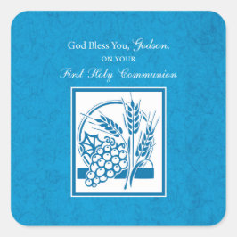 Godson First Community, Wheat, Grapes Blue Vierkante Sticker