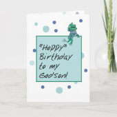 Godson Frog in Jeans, Birthday, Polka Dots Kaart (Voorkant)