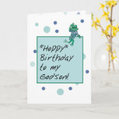 Godson Frog in Jeans, Birthday, Polka Dots Kaart (Gele Bloem)