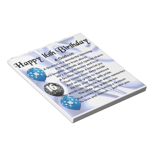 Godson gedicht - 16th Birthday Design Notitieblok (Schuin)