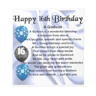 Godson gedicht - 16th Birthday Design Notitieblok