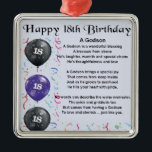 Godson gedicht - 18th Birthday Design Metalen Ornament<br><div class="desc">Een groot cadeau voor een peetzoon op zijn achttiende verjaardag</div>