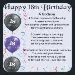 Godson gedicht - 18th Birthday Design Vierkante Sticker<br><div class="desc">Een groot cadeau voor een peetzoon op zijn achttiende verjaardag</div>