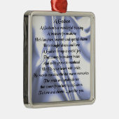 Godson gedicht - Blauw zijderijontwerp Metalen Ornament (Rechts)
