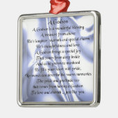 Godson gedicht - Blauw zijderijontwerp Metalen Ornament (Links)